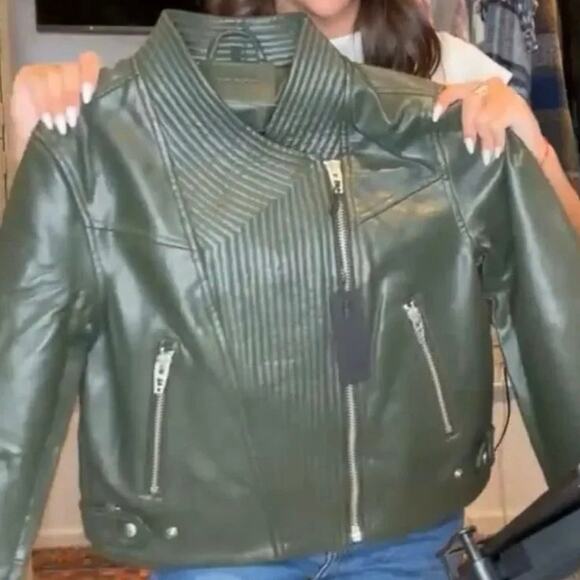 BlankNYC Olive Quilted Detail Moto Jacket, Size S, New with Tag - Picture 9 of 12